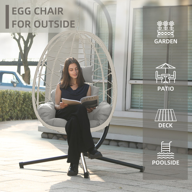 Single Egg Chair with Stand Light Gray
